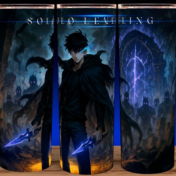 Solo Leveling Sung Jinwoo and Shadows Anime Cup Mug Tumbler 20oz - Picture 1 of 3